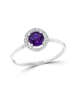 Diamond and amethyst ring in white gold