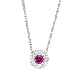 Sterling silver pendant with simulated ruby and simulated diamonds