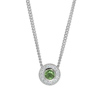 Sterling silver pendant with simulated peridot and simulated diamonds