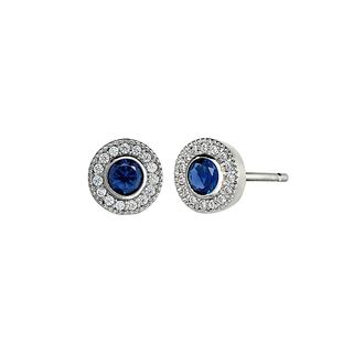 Sterling silver earrings with simulated sapphires and simulated diamonds