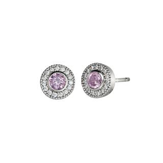 Sterling silver earrings with simulated pink sapphires and simulated diamonds