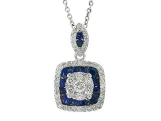 White gold sapphire and diamond pendant