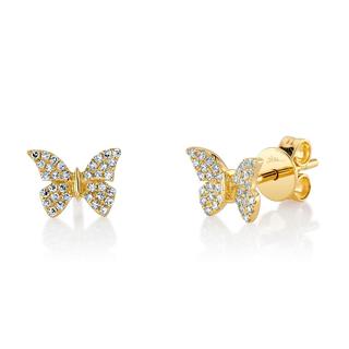 Yellow gold butterfly stud earrings