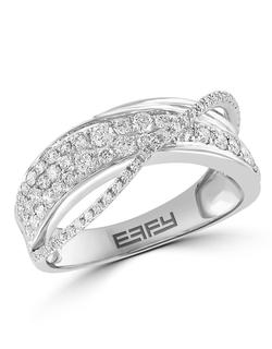 White gold diamond crossover ring