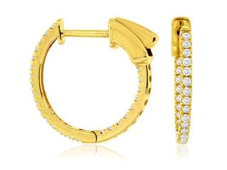 Yellow gold 15mm diamond in and out hoops