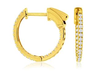 Yellow gold 15mm diamond in and out hoops