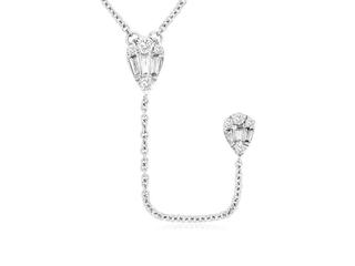 White gold diamond lariat necklace