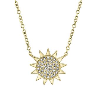 Yellow gold diamond sun necklace