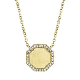 Yellow gold diamond octagon necklace
