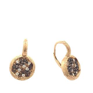 Yellow gold champagne and white diamond earrings
