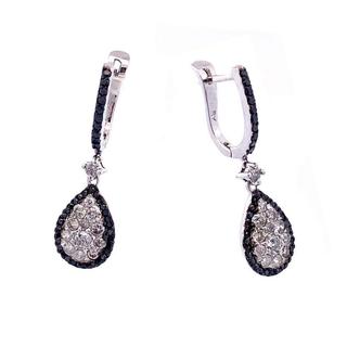 White gold earrings with black and white diamonds