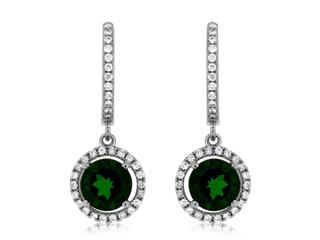 White gold Russalite and diamond drop earrings