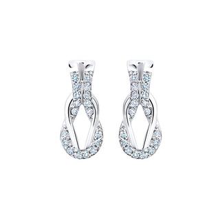 Sterling silver diamond knot style earrings