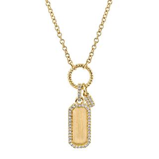 Yellow gold diamond dog tag necklace