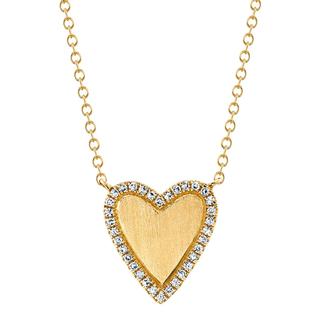 Yellow gold diamond heart necklace
