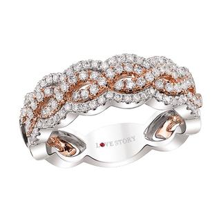 Two tone double infinity diamond band