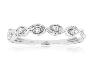 White gold diamond wedding band with marquise shapes