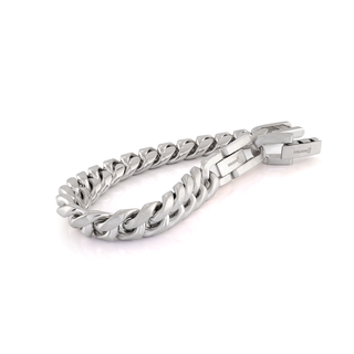 Stainless steel reversible brushed and polished link bracelet