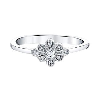 Sterling silver diamond accented flower ring