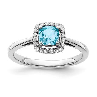Natural aquamarine and diamond ring in white gold