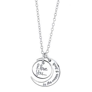 Sterling silver engraved moon and circle pendant