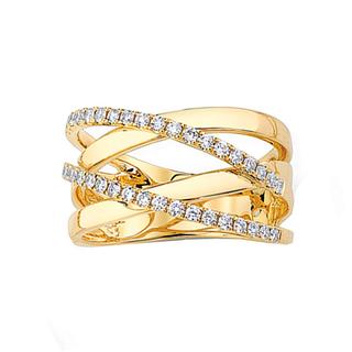 Yellow gold diamond bridge ring
