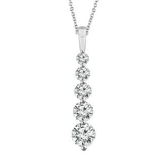 White gold graduated diamond drop pendant