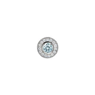 Sterling silver pendant charm with simulated aquamarine and simulated diamonds