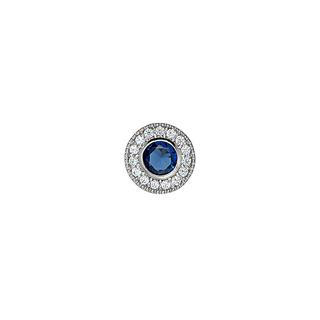Sterling silver pendant charm with simulated sapphire and simulated diamonds
