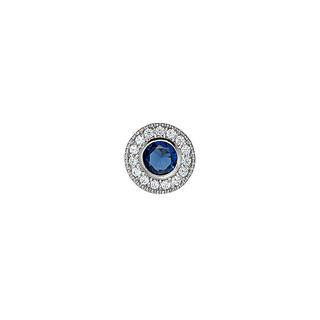 Sterling silver pendant charm with simulated sapphire and simulated diamonds