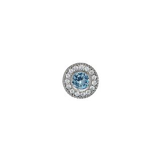 Sterling silver pendant charm with simulated blue topaz and simulated diamonds