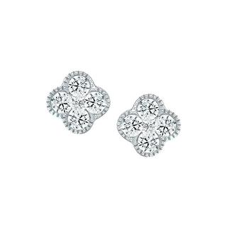 White gold diamond clover earrings