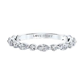 White gold diamond band with marquise and round diamonds