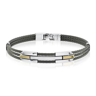 Stainless steel black plated cable bangle bracelet