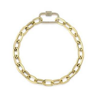 Yellow gold diamond paper clip bracelet