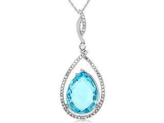 Blue topaz and diamond pendant