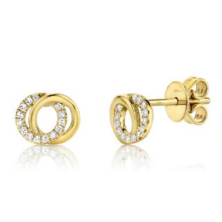 Yellow gold diamond love knot earrings