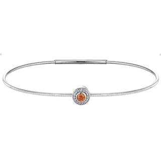 Sterling silver bracelet with simulated citrine and simulated diamonds