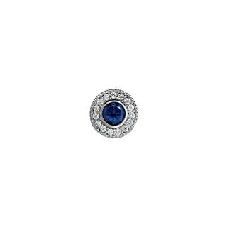 Sterling silver simulated sapphire charm for bracelet with simulated diamonds