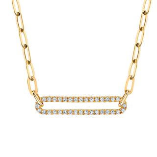 Yellow gold diamond paper clip necklace
