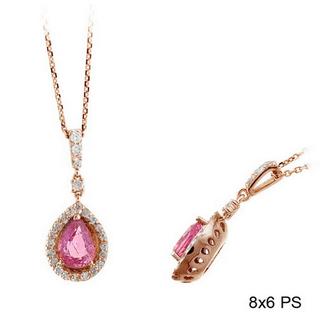 Rose gold pendant with pink sappphires and diamonds