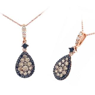 Rose gold pendant with black, white and champagne diamonds