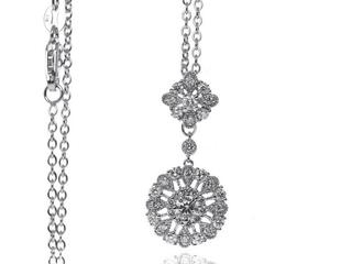 White gold double flower diamond pendant