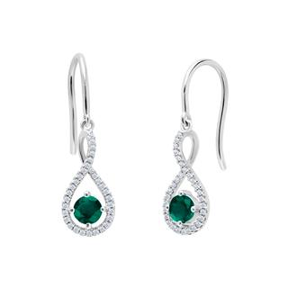 Sterling silver emerald and diamond earrings
